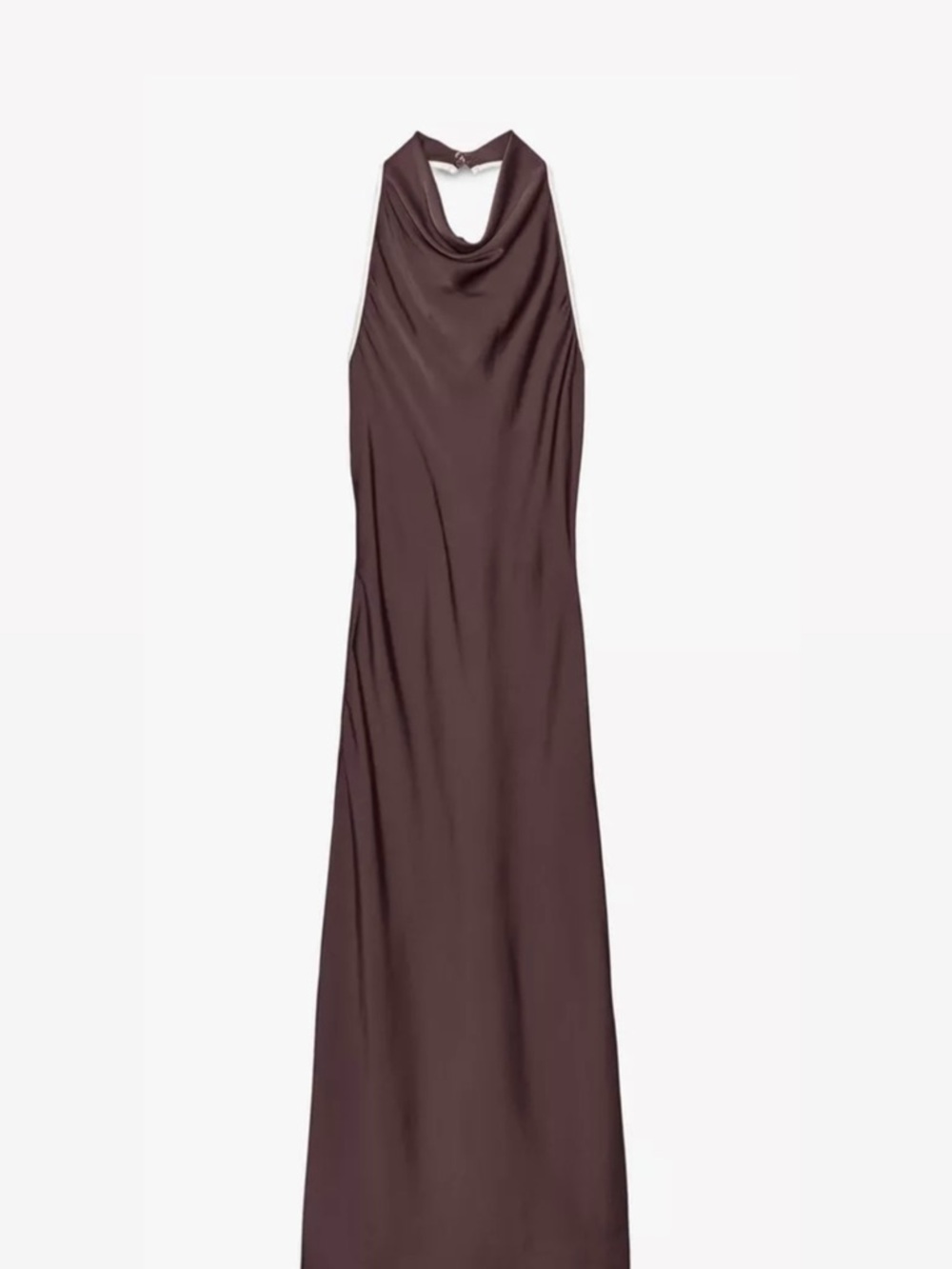Zara Chocolate Brown Cowl Neck Maxi Dress